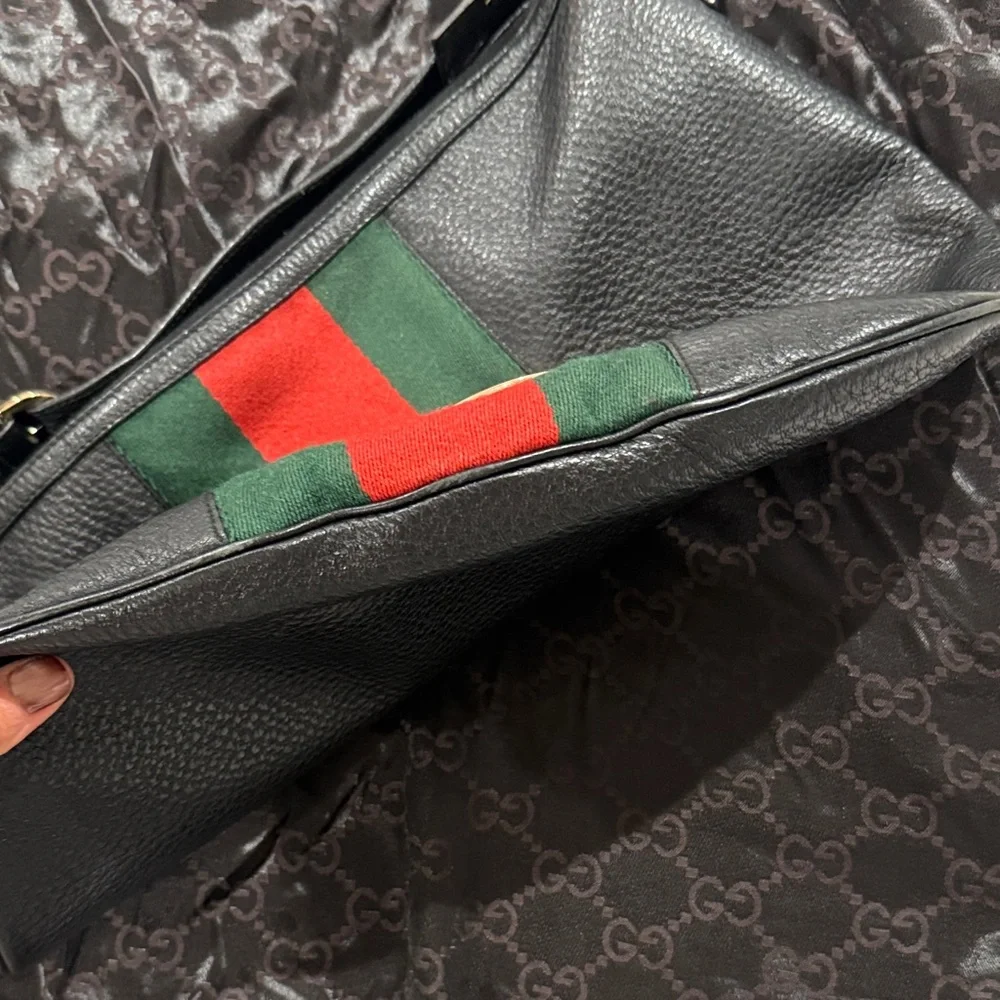 GUCCI Ophidia Hobo Black Leather Bag with Gold Logo - Picture 7 of 8